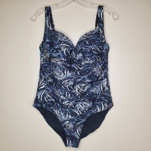 Niptuck One Piece  Swimsuit Navy Silver Floral Size‎ 12